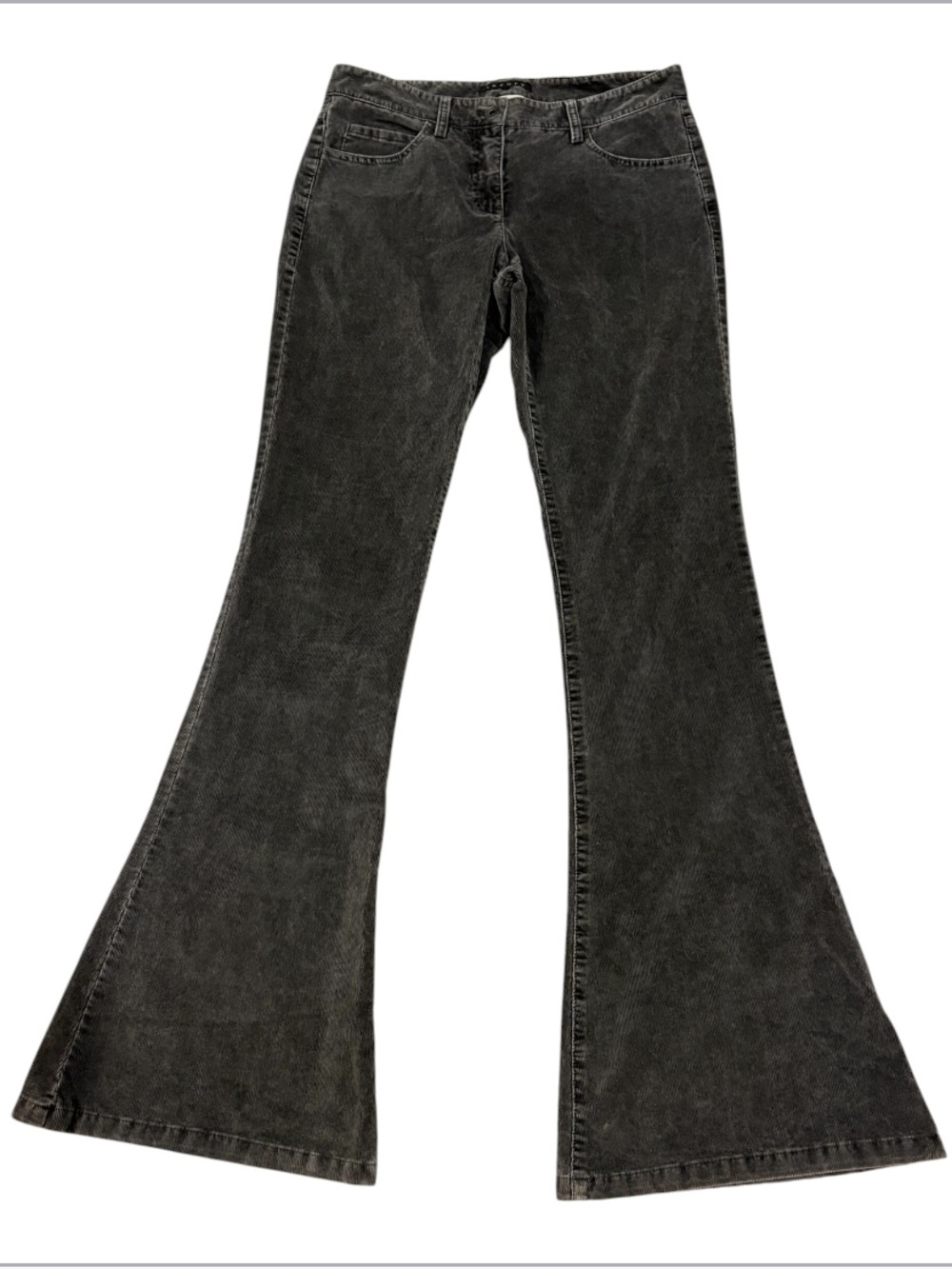 Theory Vintage Y2K Charcoal Corduroy Bell Bottom Flare Pants Size 2